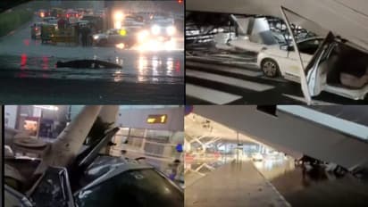 delhi rain airport roof collapsed