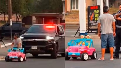 Man Arrested for Drunk Driving in Childs Pink Barbie Jeep