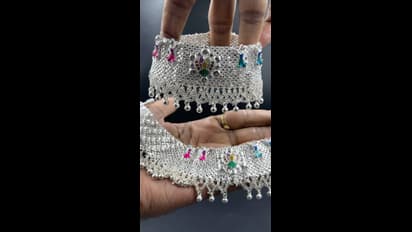 Fancy silver anklets in colorful stones