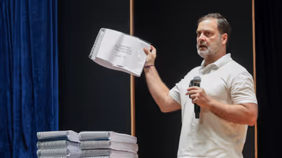 Rahul Gandhi addresses a press conference