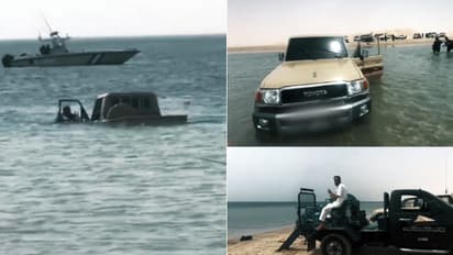 Vehicle washed into the sea in Qatar