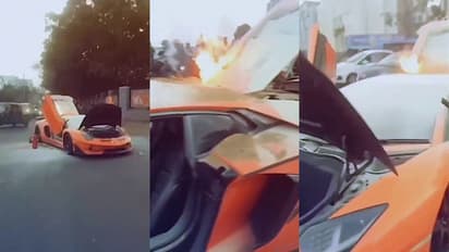 Lamborghini catches fire