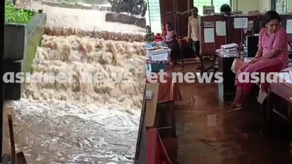 Irrigation office flooded following heavy rain in Shoranur