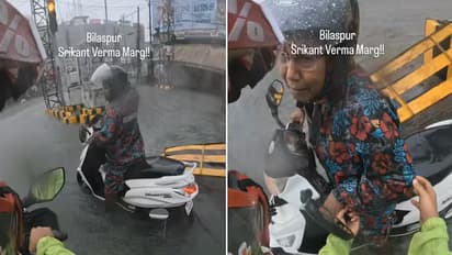 Watch: Man Calmly Helps Woman Cross Flooded Bilaspur Road, Viral Video Wins Hearts