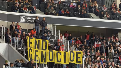 Austria vs Israel Nations League Match Banner Protest