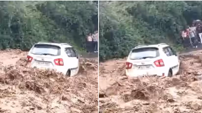 Uttarakhand Driver Escapes Death as Car Gets Swept Into Rain-Fed Stream