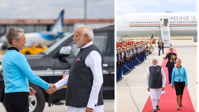 pm modi france visit update modi land in paris gets warm welcome