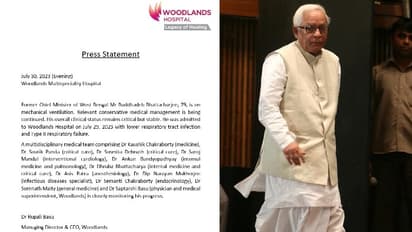 Buddhadeb Bhattacharya latest health update former CM on ventilation said Woodlands Hospital sunday evening Medical Bulletin bsm