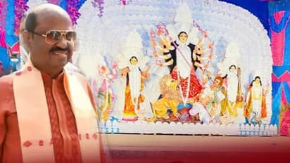 Durga Puja 2023 Governor CV Anand Bose in puja parikrama offered Anjali at Kunal Ghoshs puja bsm