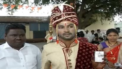 Maharashtra man reaches polling station in grooms attire