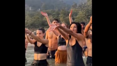 Rishikesh Viral Video Netizens react to half-naked foreign nationals bathing in the Ganges bsm