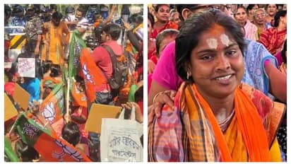 Sandeshkhali issue BJP workers protest at police station led by Rekha Patra  bsm