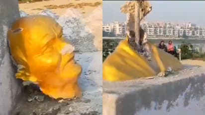 Mahatma Gandhi statue broken