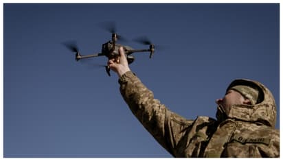 Ukraine drone in war field