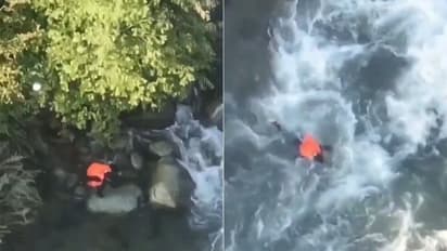 Terrorist jumps into river