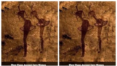 Tassili n’Ajjer region 8000 years old cave painting of women wearing mini skirts