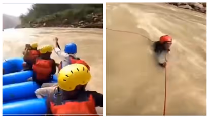 Rafting guide rescues a man who was swept away in Rishikesh
