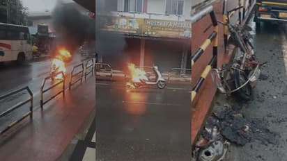 Scooter catches fire