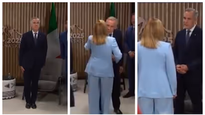 Canadian PM Mark Carney Jumps As Italy's Giorgia Meloni Enters Room For Bilateral Meeting