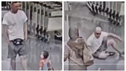 child was thrown to the ground at a Russian airport 