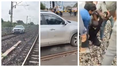 woman drove a car on the railway tracks after drinking in Hyderabad.