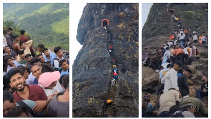 Horrifying video of death trap at Harihar Fort in Maharashtra goes viral bsm