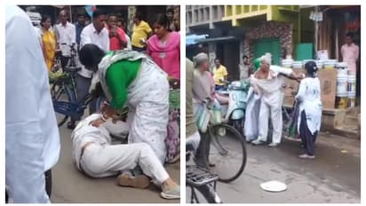 TMC leader beats up senior CPM leader on the street in Kharpur watch viral video bsm
