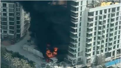 fire broke out in on construction site at dubai harbour