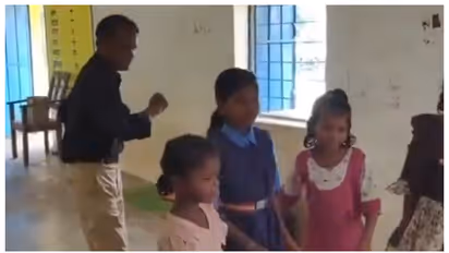 drunk teacher dancing with students at Chhattisgarh