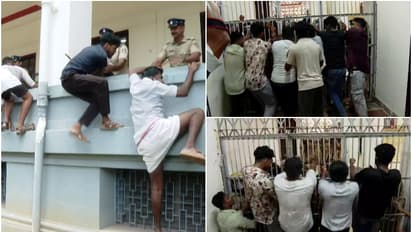 sfi march kerala university against governor and vice chancellor