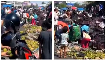 truck carrying mangoes overturned