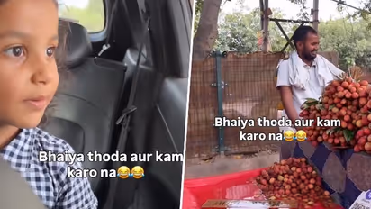 Viral Video | 'Thoda Kam Karo Na': Little Girl’s Sweet Bargaining Skills For Litchis Melt Hearts Online (WATCH)