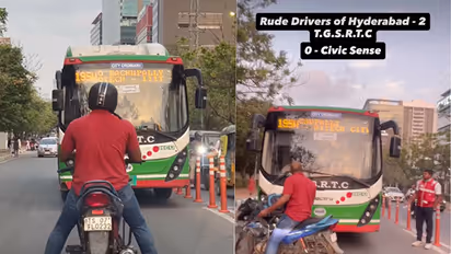 'You Reverse, Not Me': Hyderabad Biker's Standoff With Wrong-Way Bus Goes Viral (WATCH)
