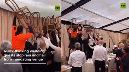 Australia Viral Video: Wedding Guests In Suits Hold Up Roof With Chairs As Heavy Rain, Hail Hit Sydney Venue