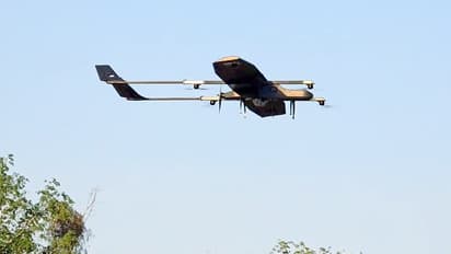 A drone being used by security personnel during a search operation