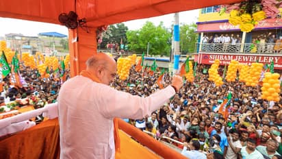 Union Home Minister Amit Shah during an election campaign in Kaliaganj