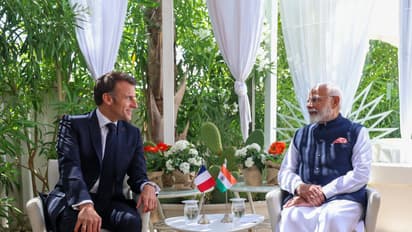 G7 PM Modi and Emmauel Macron