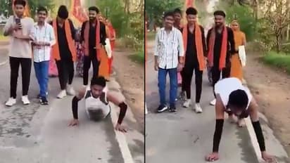 UP Man's Bizarre 9km Yatra to Celebrate Divorceman undertakes a 9 km Dandavat journey after divorce watch the viral video