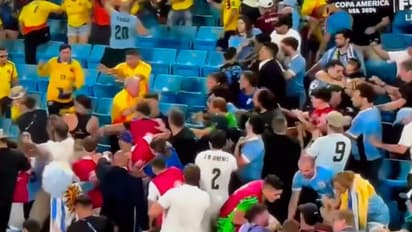 Uruguay players fight