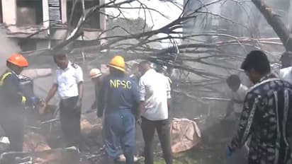 Visuals from the site of the plane crash near Ahmedabad airport (Photo/ANI)