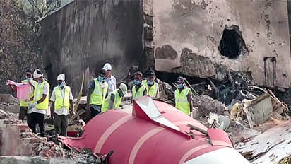 The wreckage of the ill-fated London-bound Air India flight on the rooftop of the doctors' hostel, in Ahmedabad (Photo/ANI)
