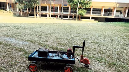 engineering students develop remote xontrolled grass cutting machine