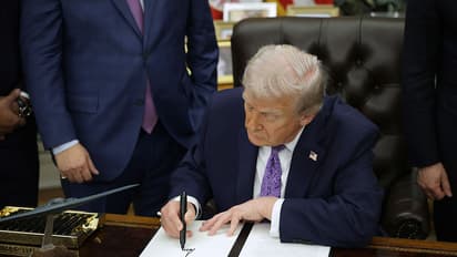 US President Trump Signs Executive Orders In The Oval Office