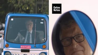 bill gates drives mahindra electric 3 wheeler