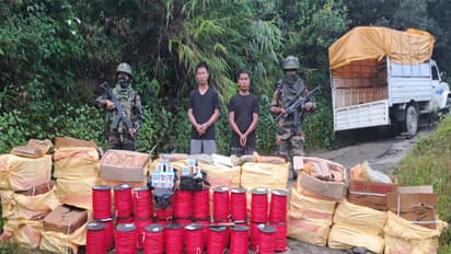 Assam Rifles with seized items and 2 culprits