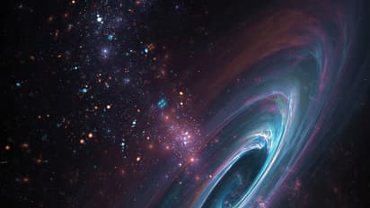 Starry sky with galaxies, nebulae, gas clouds, black holes
