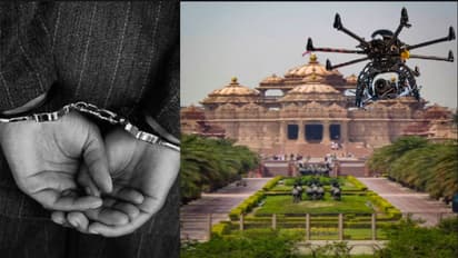 woman arrest flying drone Akshardham Temple