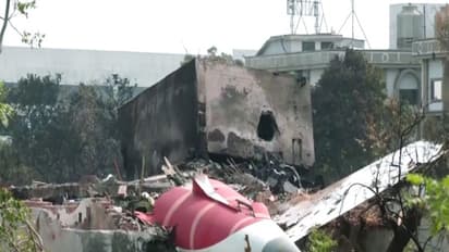 The wreckage of the ill-fated London-bound Air India flight on the rooftop of the doctors' hostel, in Ahmedabad (Photo/ANI)