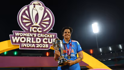 Shafali Verma with Women's ODI World Cup trophy