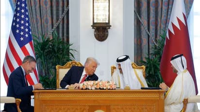 कतर के अमीर के साथ राष्ट्रपति डोनाल्ड ट्रंप।